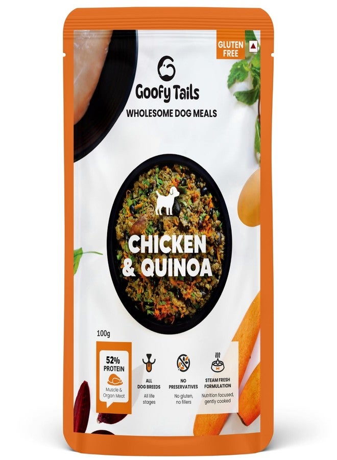 Goofy Tails Chicken & Quinoa Wet Dog Food 300g (100gX3 Pack) Wholesome, Human Grade, Preservative & Gluten Free, Taste Booster & Food Topper - Image 1
